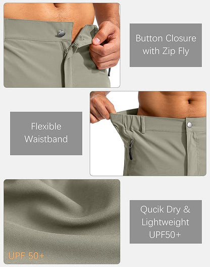 Pudolla Men's Hiking Cargo Shorts 9" Lightweight Outdoor Work Shorts for Men Travel Golf Camping