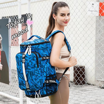 Gym Duffle Bag Backpack with Shoe Compartment,4 ways Travel Backpack for Women and