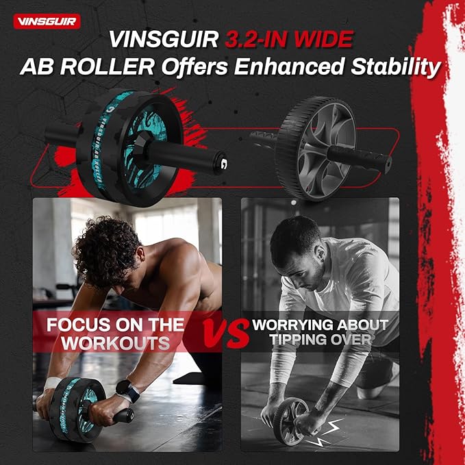 VINSGUIR Ab Roller Wheel, Abs & Core Workout Equipment for Home Gym with Knee Pad Accessories