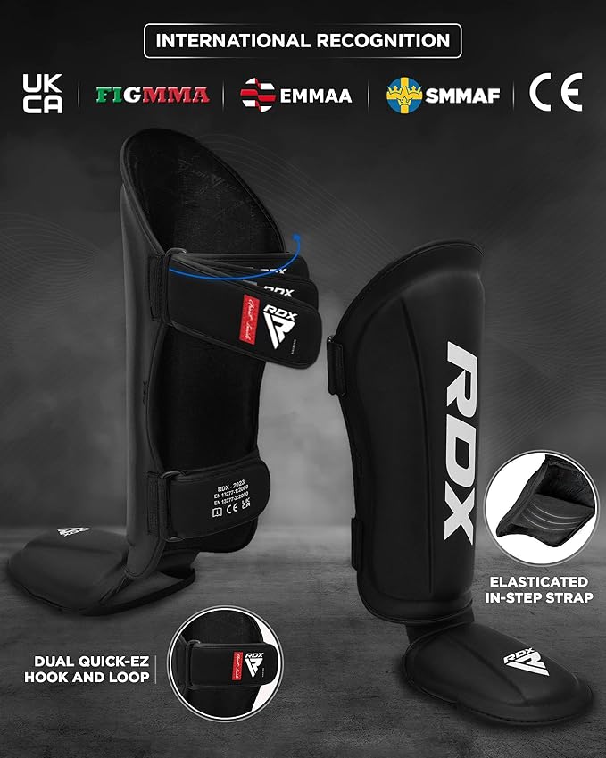 RDX Shin Guards Kickboxing Muay Thai, SATRA SMMAF Approved, Premium Maya Hide Leather, Leg Instep