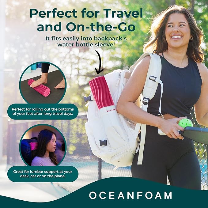 Oceanfoam Ripple Travel Foam Roller (11" x 3.35") Firm Mini Foam Roller for Physical Therapy, Deep