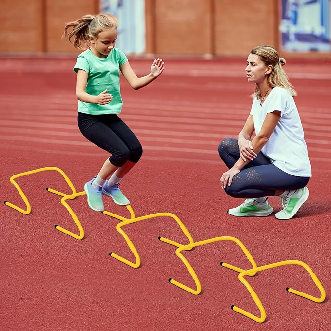 Speed and Agility Training Equipment: 5 Adjustable Agility Hurdles. 20ft Agility Ladder, Soccer