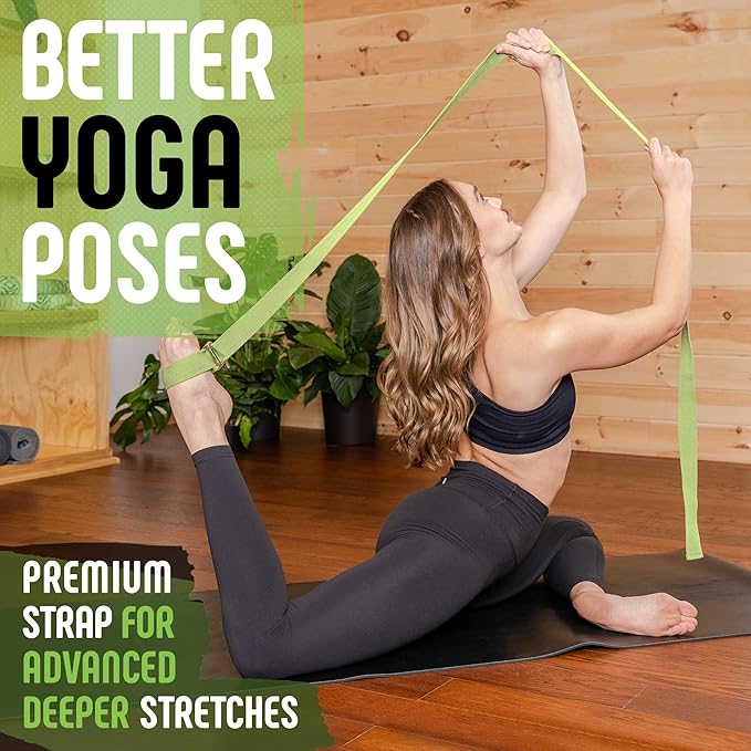 Gradient Fitness Yoga Strap, Friction-Less Easy-Feed Buckle, Super Soft Cotton/Polyester Blend