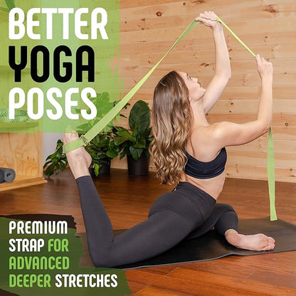 Gradient Fitness Yoga Strap, Friction-Less Easy-Feed Buckle, Super Soft Cotton/Polyester Blend