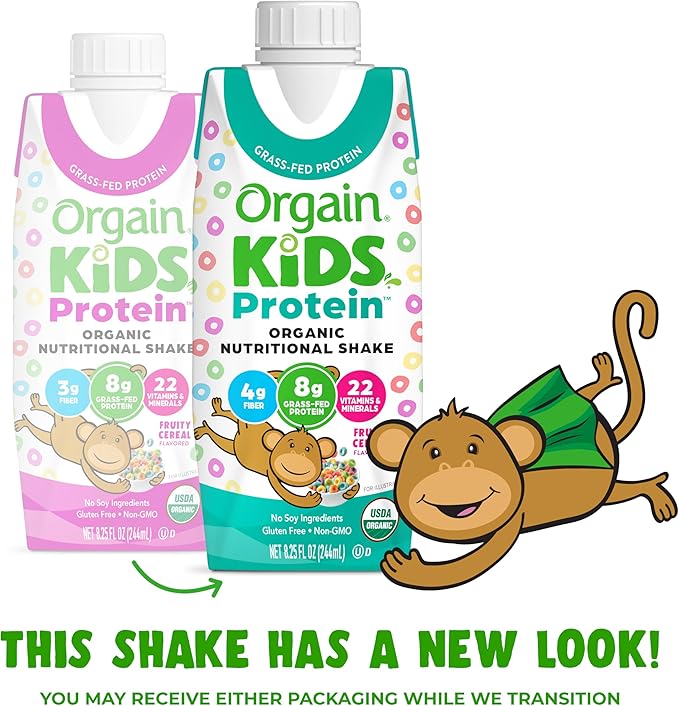Orgain Organic Kids Nutritional Protein Shake, Fruity Cereal - Kids Snacks with 8g Dairy Protein