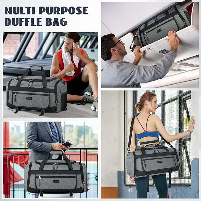 IGOLUMON Gym Bag for Men 40L Sports Duffel Bags Gym Duffle Bag Women with Shoe Compartment & Wet