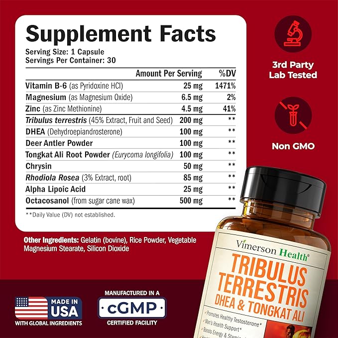 Testosterone Supplement For Men ??Tribulus Terrestris, Magnesium, Zinc, Tongkat Ali & Rhodiola