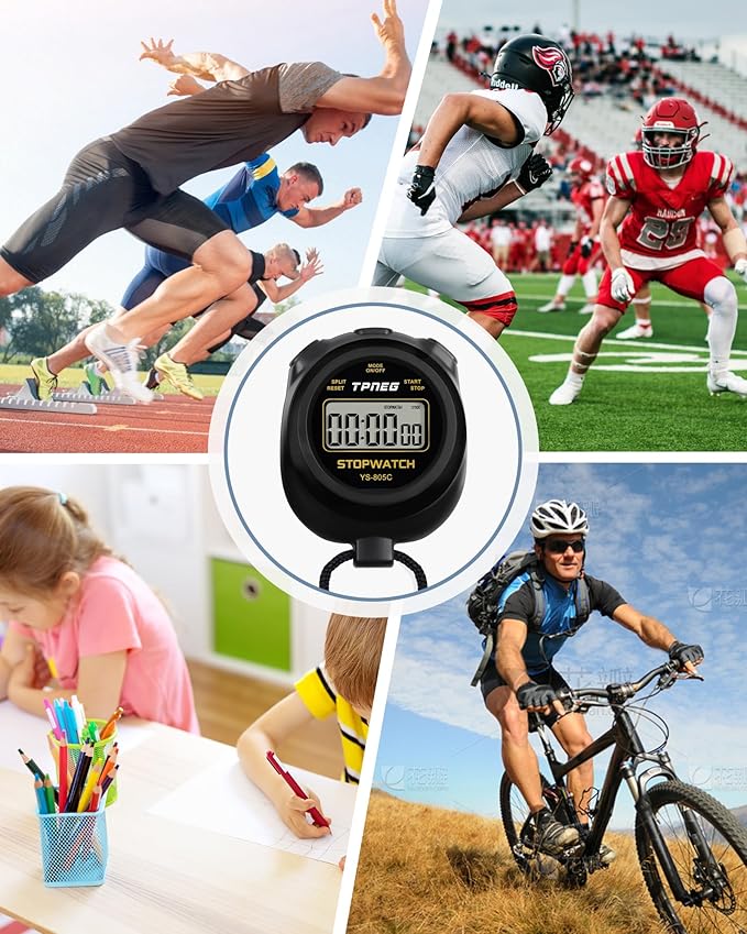 Simple Stopwatch Timer - Easy to Use, Set Up, Read, and Carry - Large Display - On/Off, AAA Battery
