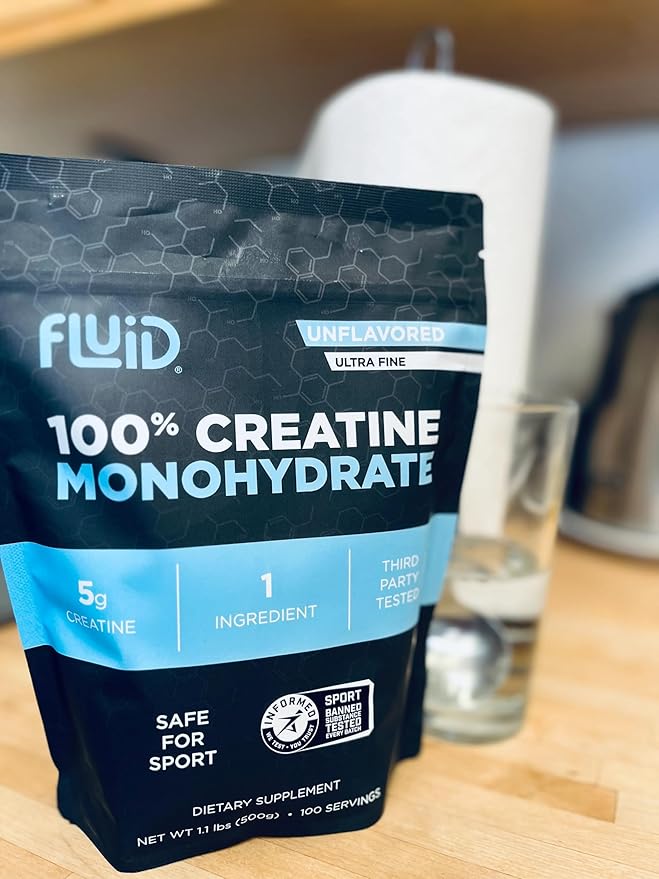 Fluid Creatine - 100% Creatine Monohydrate Powder, Unflavored, Informed Sport Certified, 5g per