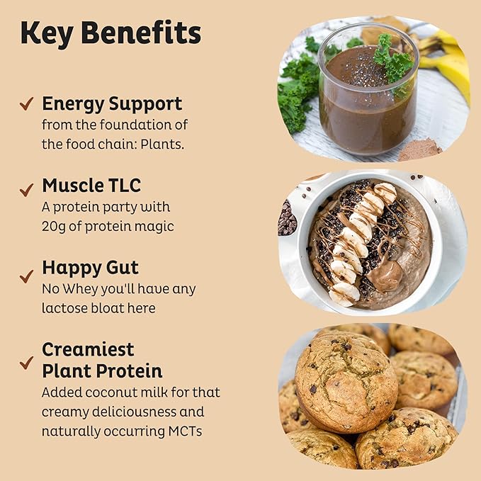 KOS Organic Plant Based Protein Powder, Chocolate Peanut Butter - Delicious Vegan Protein Powder