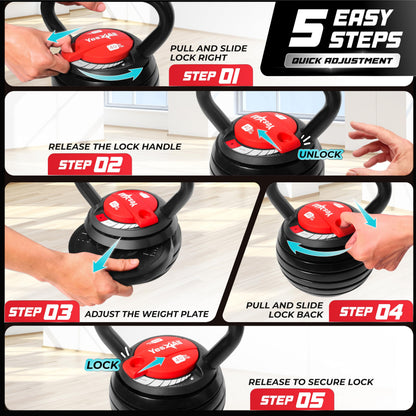 Yes4All Adjustable Kettlebell, Kettle Grip, Kettlebell Handle, Convert to Kettlebells Weight Set