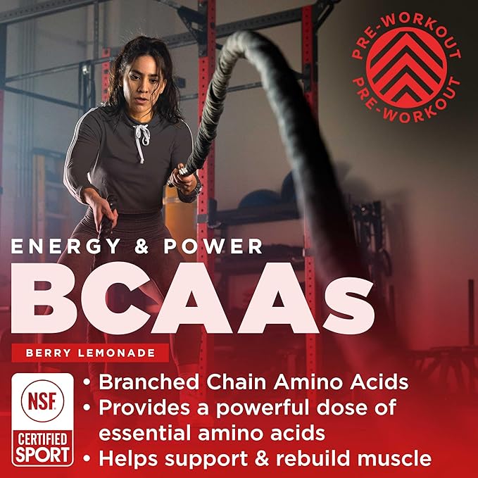 Gnarly Nutrition BCAA Powder, Berry Lemonade ??Pre-Workout BCAAS Amino Acids ??NSF Sport Certified