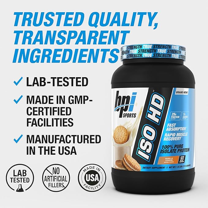 BPI Sports ISO HD Isolate Protein Powder ??100% Whey Isolate, Protein Powder for Muscle Gain