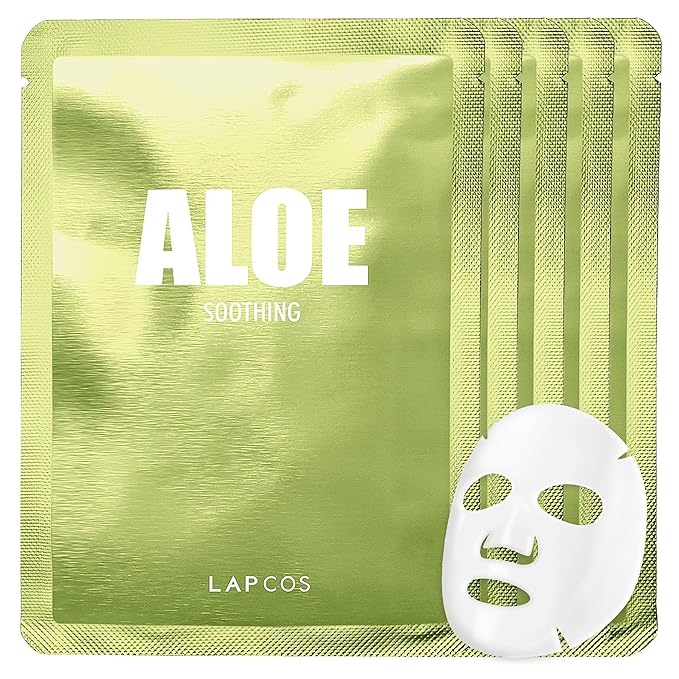 LAPCOS Aloe Sheet Mask, Daily Face Mask with Cucumber and Aloe Gel to Calm and Moisturize Skin