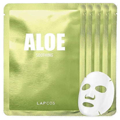 LAPCOS Aloe Sheet Mask, Daily Face Mask with Cucumber and Aloe Gel to Calm and Moisturize Skin