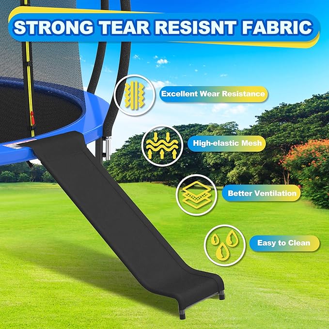 Ergonomic Trampoline Slide with Buffer Region for Children Kids, Outdoor Trampoline Slide