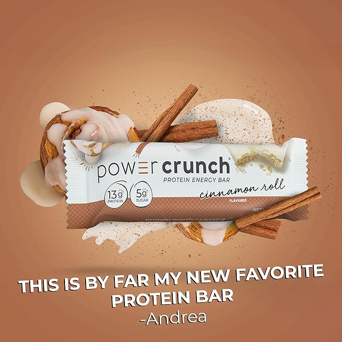 Power Crunch Protein Wafer Bars, High Protein Snacks with Delicious Taste, Cinnamon Roll, 1.4 Ounce