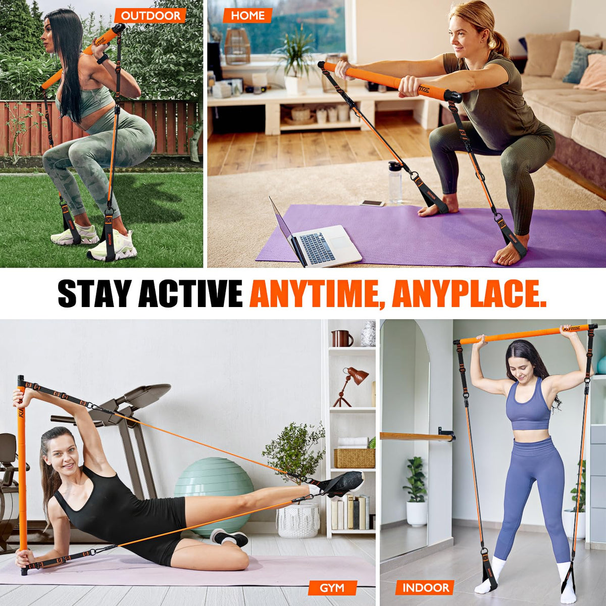 KUTIZE Pilates Bar Kit with Resistance Bands, Pilates Equipment, Multifunctional Resistance Bands