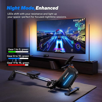 MERACH Rowing Machines for Home, Powerful Electromagnetic Row Machine with 51.2" Extended Rail