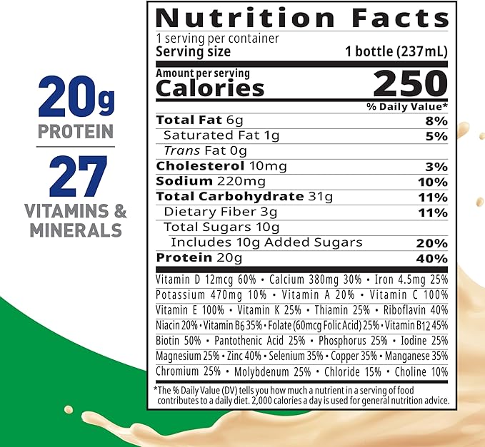 BOOST High Protein with Fiber Ready to Drink Complete Nutritional Drink, Caramel, 8 fl oz Bottle