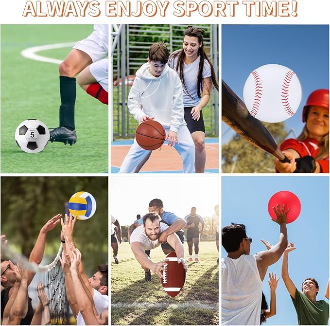 Libima 6 Pcs Multi Sport Ball Set Official Size Football, Basketball, Soccer, Volleyball