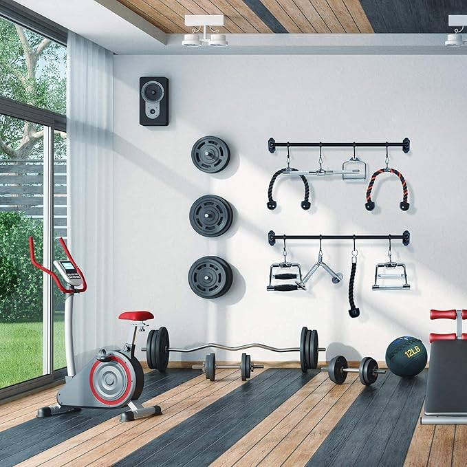 Yes4All Tricep Press Down Cable Machine Attachment Set, LAT Pulldown Attachment, Cable Machine