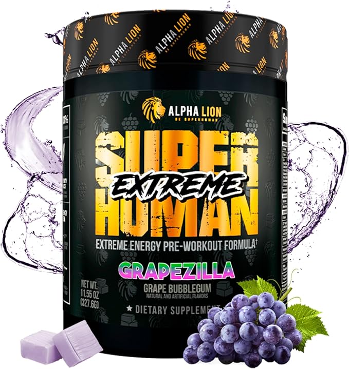 ALPHA LION Superhuman Extreme High Stim Pre Workout Powder, Beta Alanine, L-Taurine & 356mg