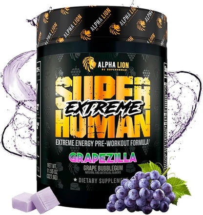 ALPHA LION Superhuman Extreme High Stim Pre Workout Powder, Beta Alanine, L-Taurine & 356mg