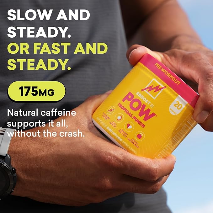 EBOOST POW Natural Pre Workout Powder ??20 Servings - Tropical Punch - A Pre Workout Supplement for