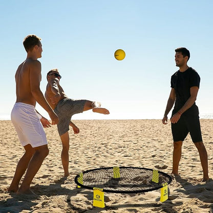 GOOX Outdoor Beach Ball Games with Carrying Bag, 3 Balls, Net and Strip Light (ONLY for Light Up