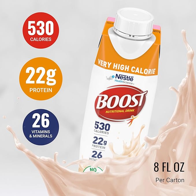 Boost Very High Calorie Strawberry Nutritional Drink ??22g Protein, 530 Nutrient Rich Calories, 8