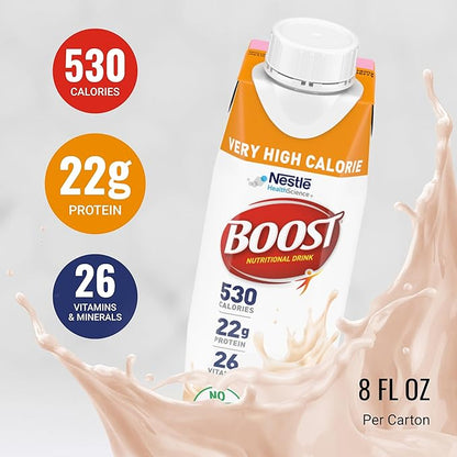 Boost Very High Calorie Strawberry Nutritional Drink ??22g Protein, 530 Nutrient Rich Calories, 8