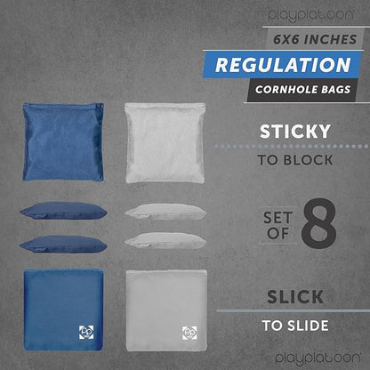 Professional Cornhole Bags - Set of 8 Regulation All Weather Double Sided - Sticky Side/Slick Side