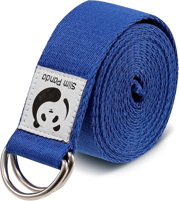 Slim Panda Yoga Strap for Stretching,Cotton Yoga Strap with Adjustable D-Ring Buckle,Non-Elastic