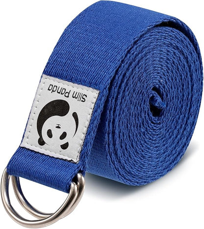 Slim Panda Yoga Strap for Stretching,Cotton Yoga Strap with Adjustable D-Ring Buckle,Non-Elastic