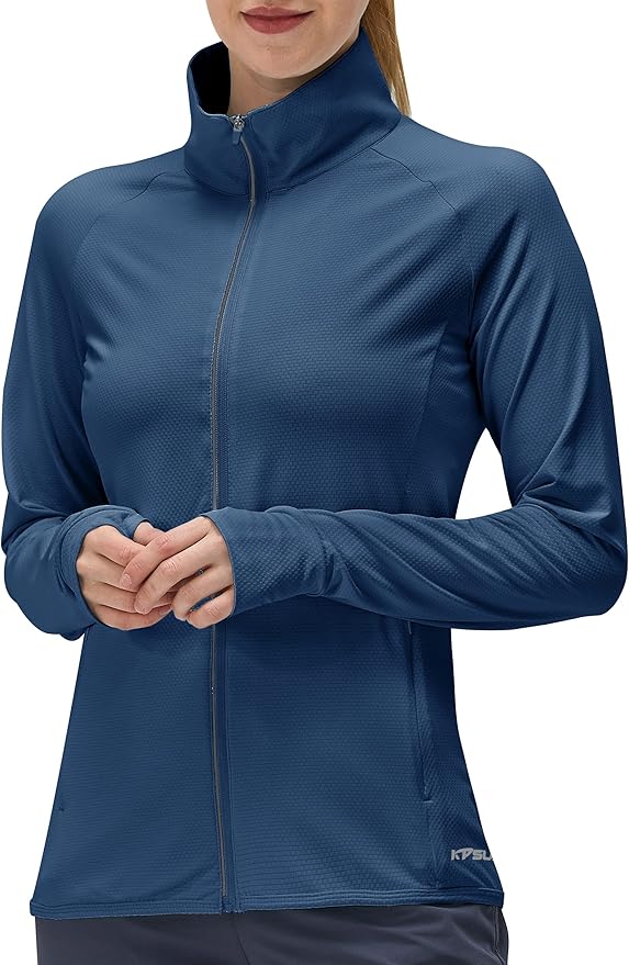 Women's UPF 50+ UV Sun Protection Clothing Long Sleeve Athletic Hiking Shirts Lightweight SPF Zip