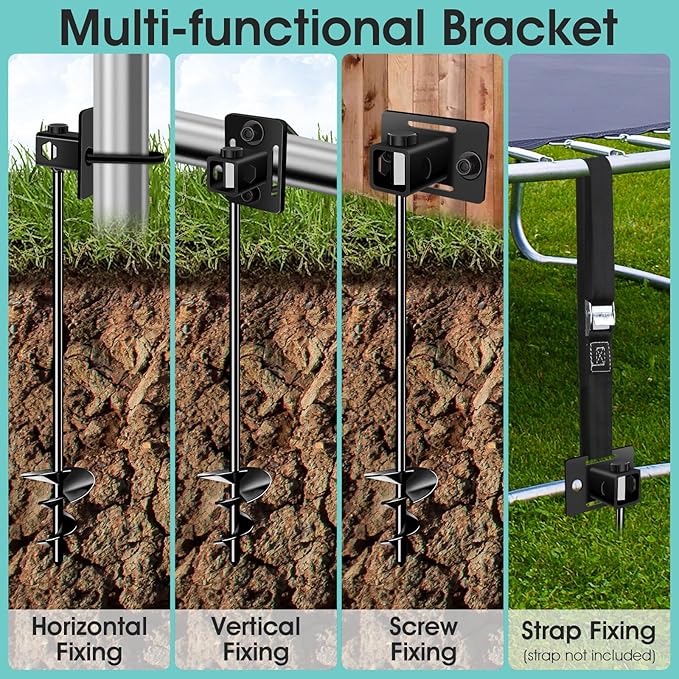 Ground Anchors Multi-Purpose Trampoline Stakes Heavy Duty, 3" Wider Spiral Mobile Home Anchors