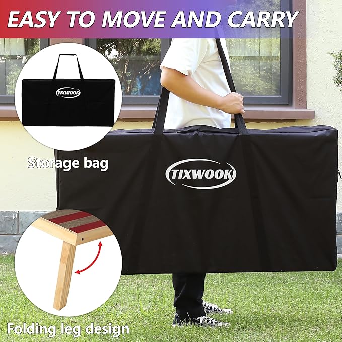 4 x 2 ft Solid Wood Cornhole Board Set with 8 Bean Bags and Carrying Bag, Premium Toss Game for