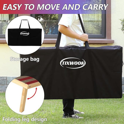 4 x 2 ft Solid Wood Cornhole Board Set with 8 Bean Bags and Carrying Bag, Premium Toss Game for