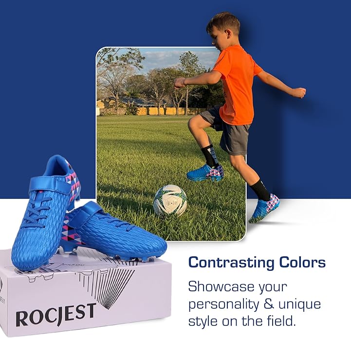 Soccer Cleats for Kids & Youth | Lightweight Football Shoes for Firm Ground | Durable Girls & Boys