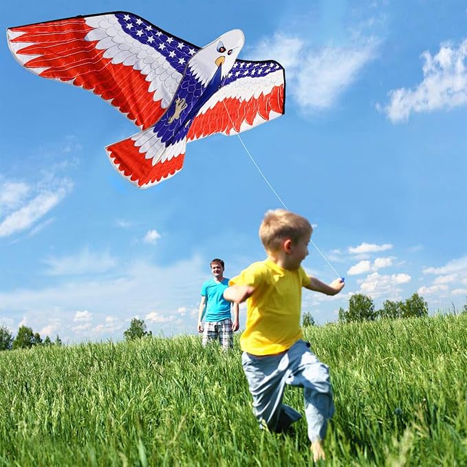 HONBO Huge Patriotic Eagle Kites for Adults and Kids,Easy to Fly for Beach Trip, Outdoor
