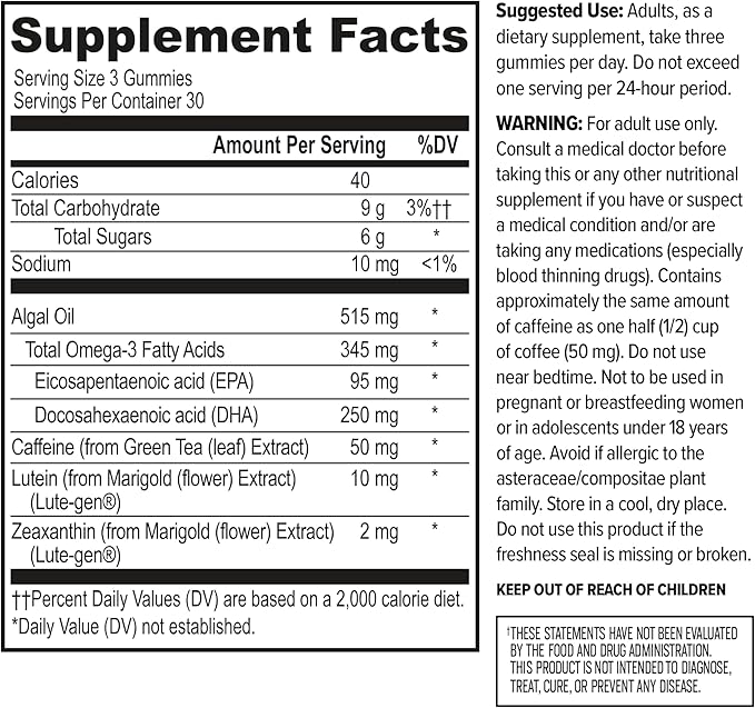ONNIT Alpha Brain Neuro Focus Gummies - Vegan Gummies with Omega-3s, Lutein, Zeaxanthin & Caffeine