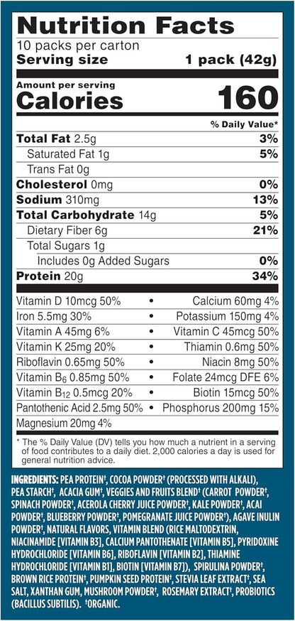 Vega Organic All-in-One Vegan Protein Powder, Chocolate - Superfood Ingredients, Vitamins for