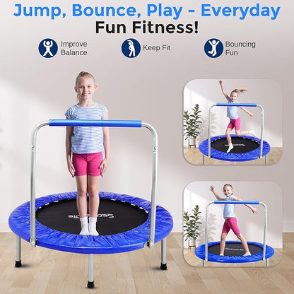 SereneLife 36/40" Foldable Mini Trampoline - Compact Fitness Trampoline for Kids Adults, Exercise