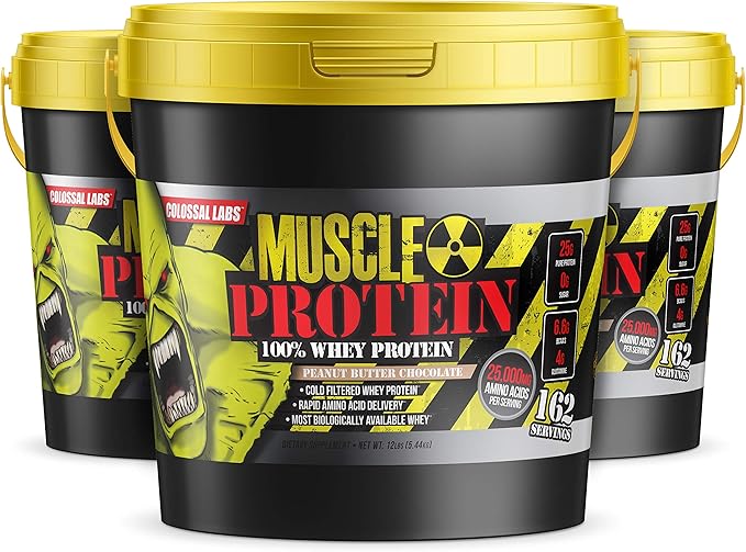 Muscle Protein Whey Powder [12 lbs/Pack of 1]??Cold Filtered, 25g Pure Protein, 6.6g BCAAs