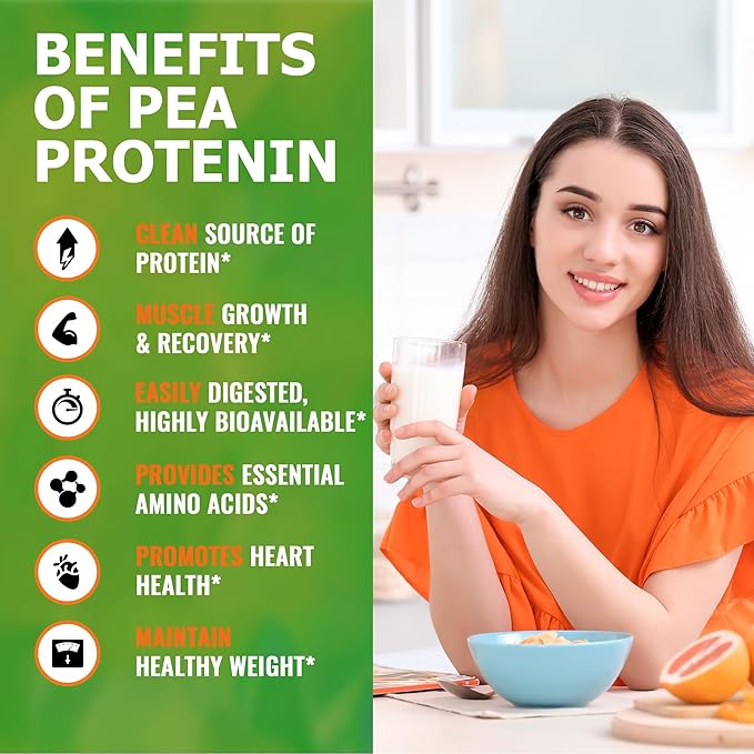 Zammex Organic Pea Protein Powder, 26g Proteins Per Serving,Plant Based 100% Vegan Canada Pea