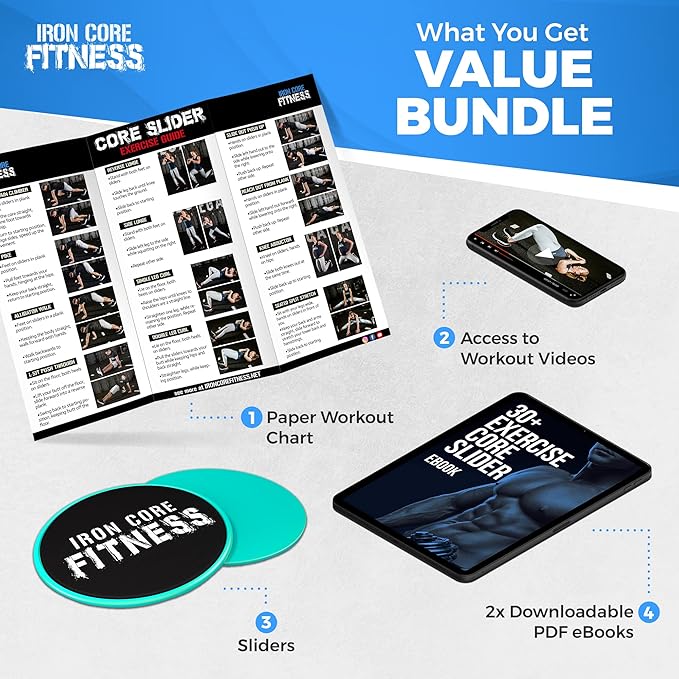 Core Sliders for Working Out, Dual Sided Exercise Gliding Discs for Use on All Surfaces, Ultimate