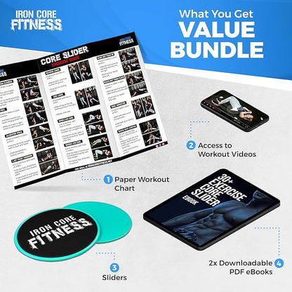 Core Sliders for Working Out, Dual Sided Exercise Gliding Discs for Use on All Surfaces, Ultimate