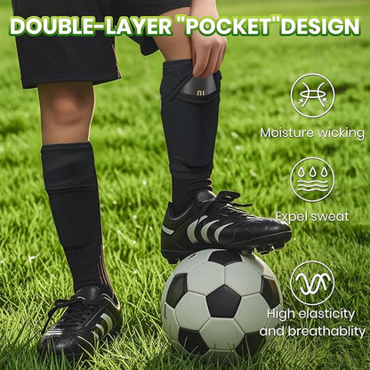 Shin Guards Soccer Kids 2025 Version High-Density Foam Soccer Shin Guard with Sleeves Shin