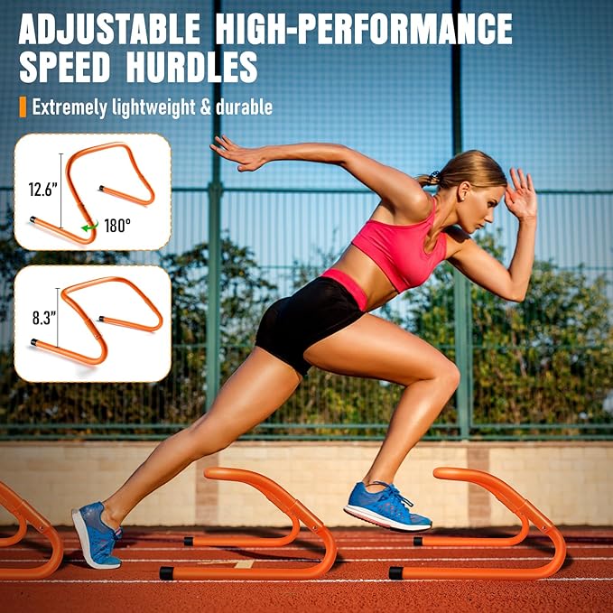 Agility Ladder, Speed Training Equipment Set, 20ft Agility Ladder, 12 Soccer Cones, 4 Hurdles, Jump